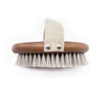 Sisal bristle dry skin wooden bath body brush with strap