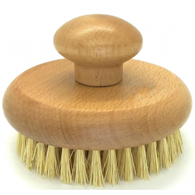 Exfoliating Sisal Cactus Bristles Beech Wood Round Shape Wooden Handle Sisal Bath Brush And Wooden Body Brush